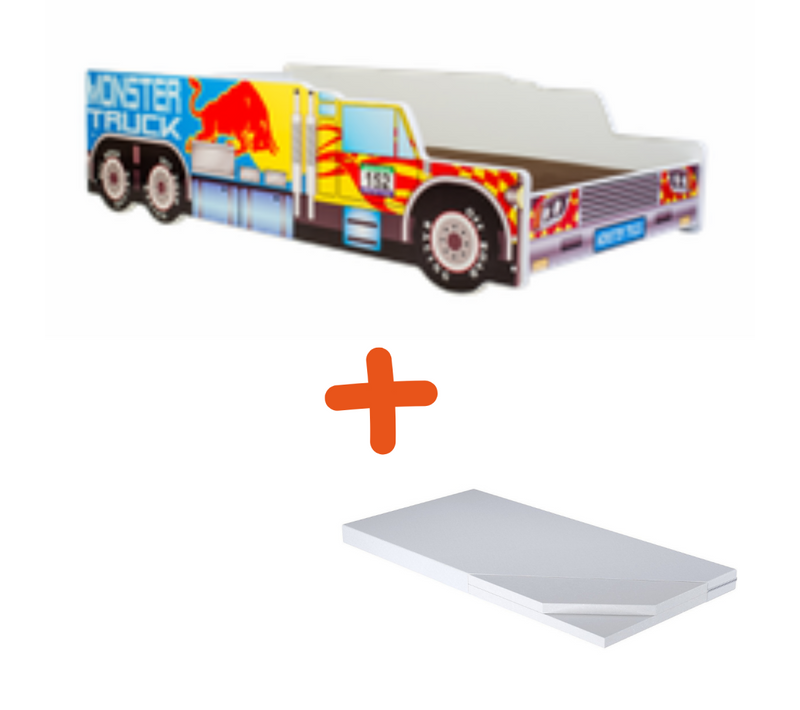 Lit Et Matelas Camion Monster Truck - 140 X 70 Cm