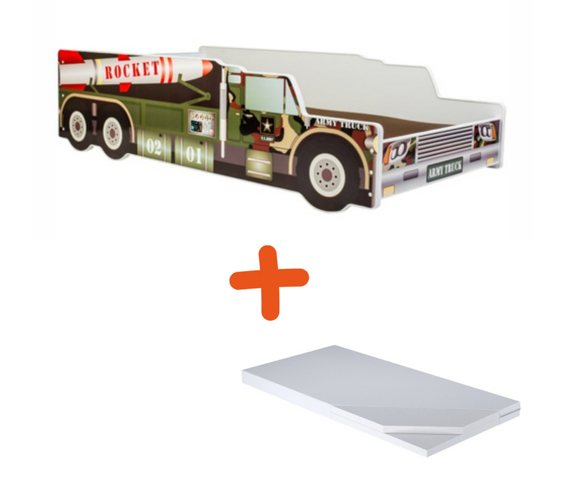 Lit Et Matelas Camion Militaire Avec Fusée - 140 X 70 Cm