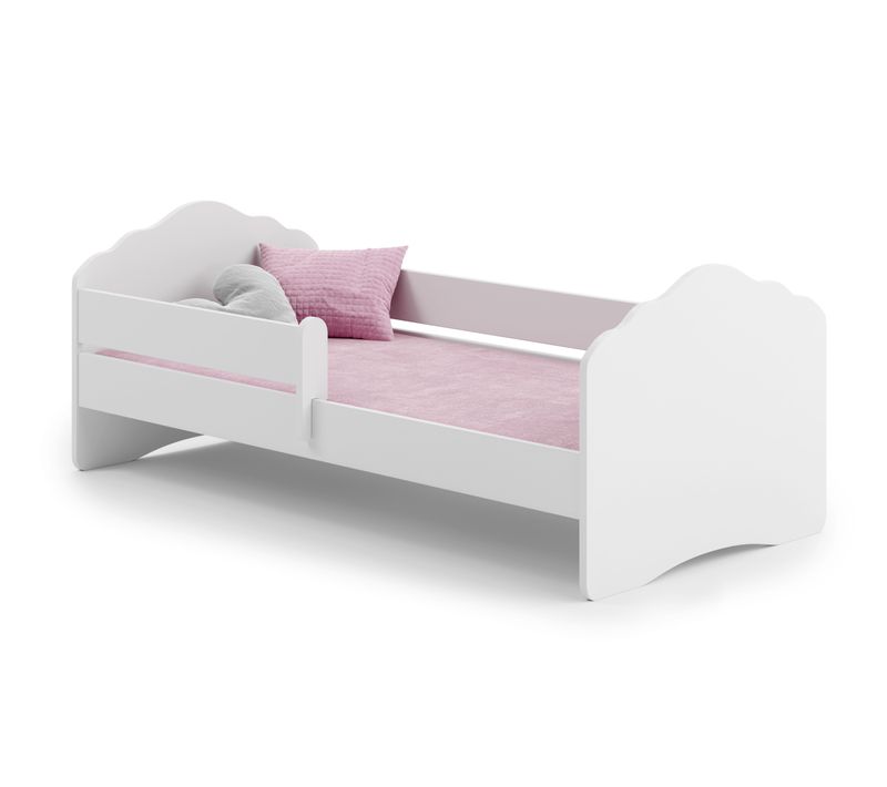 Lit enfant 140x70 blanc, dans un ensemble avec un tiroir, une balustrade, un matelas et un cadre