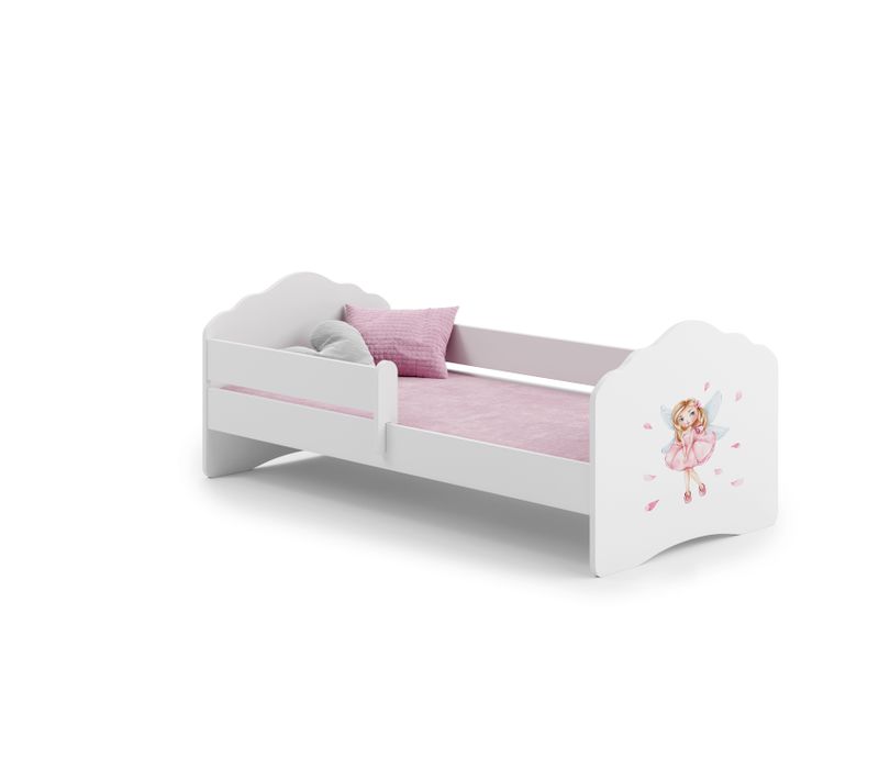 Lit Enfant + Matelas + Barrière De Sécurité 160x80 Avec Graphisme Enfant
