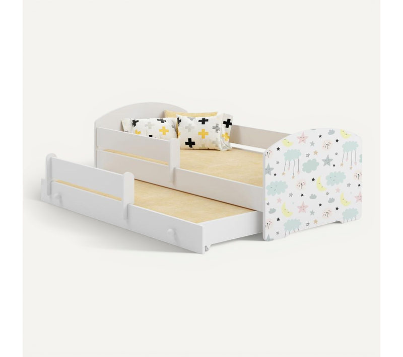 Lit Enfant Luk 160x80 Étoiles Gigogne Avec Matelas