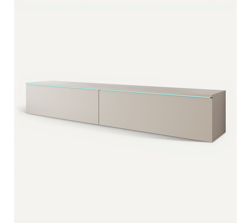 Meuble TV 180 Cm LED Beige Cachemire Suspendu Ou Posé