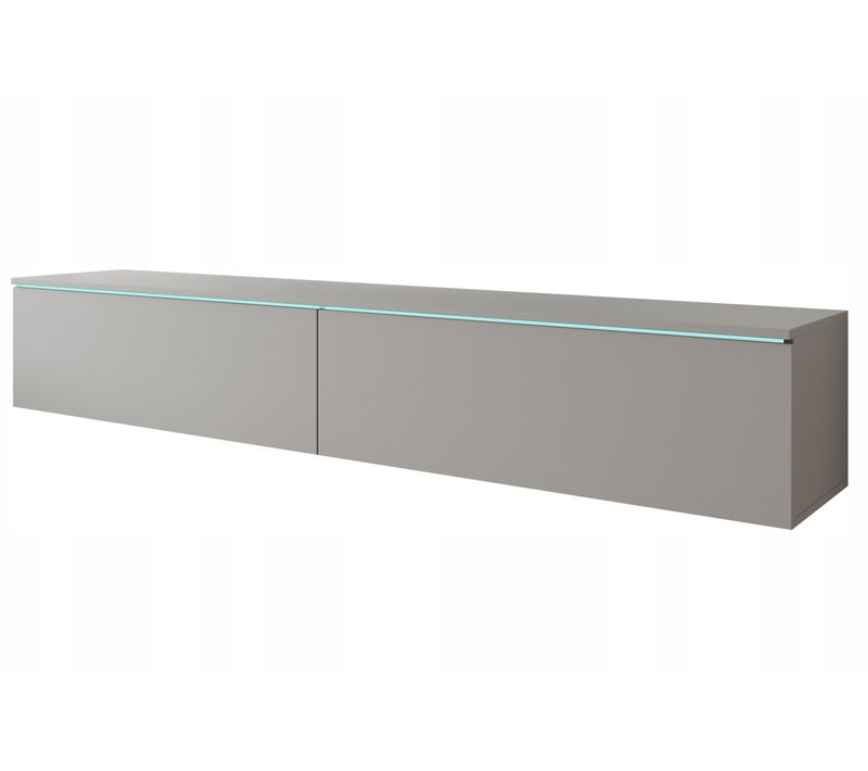 Meuble TV 180 Cm LED Gris Palladium Suspendu Ou Posé