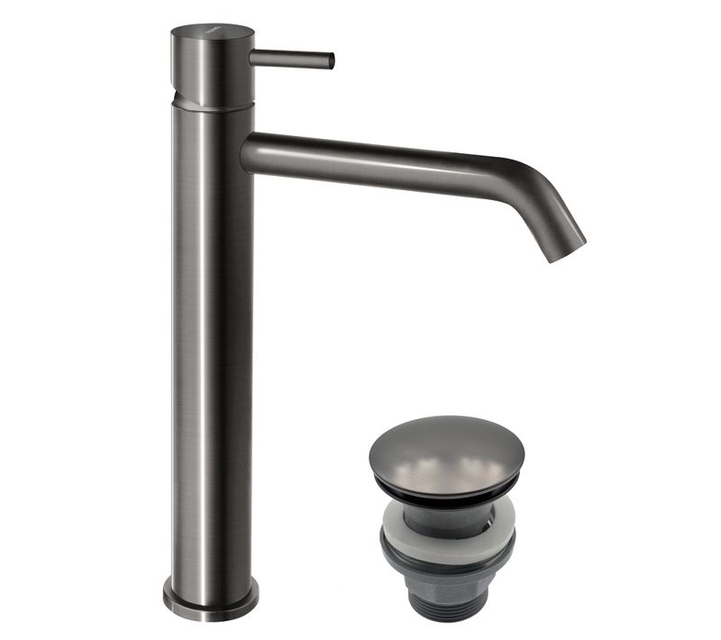 Ciriculus XL Robinet Mitigeur Haut Gris Brossé + Bonde