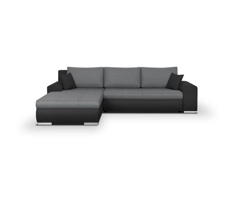 Canapé D'angle Convertible Et Réversible 5 Places Indian - Tissu Gris Clair Et Anthracite