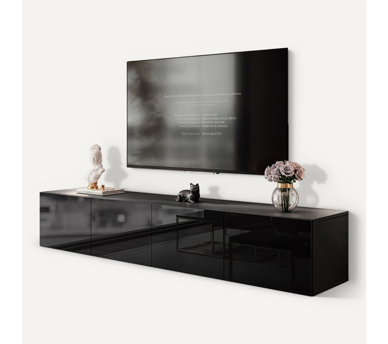 Meuble TV Bas Colgante 200 Cm, Armoire Murale Avec Éclairage LED