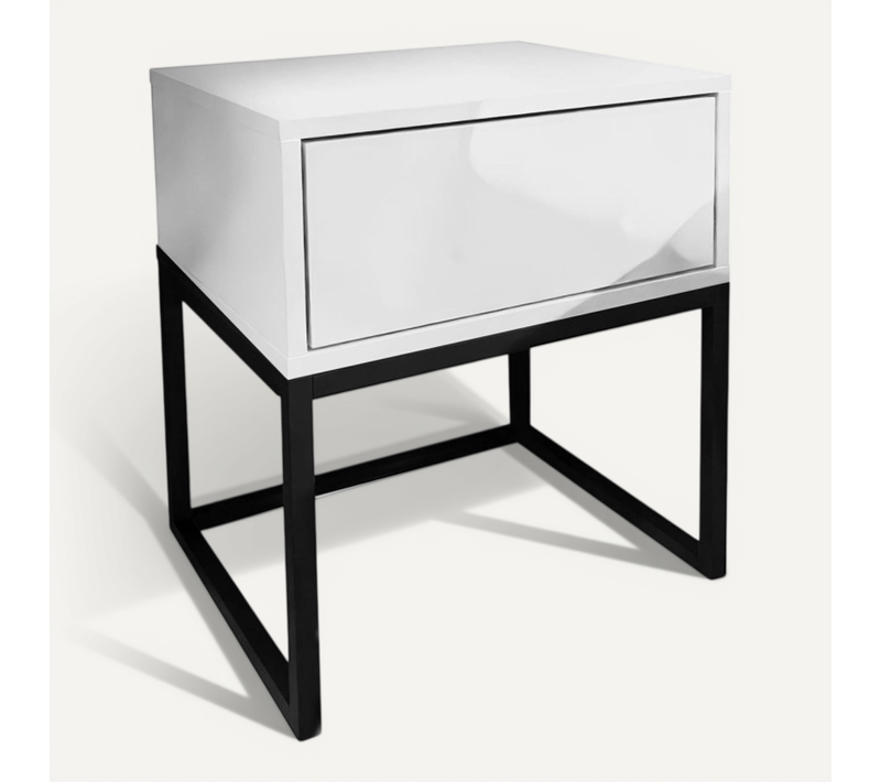 Table De Chevet Blanco Loft Noir / Blanc Brillant Push Open
