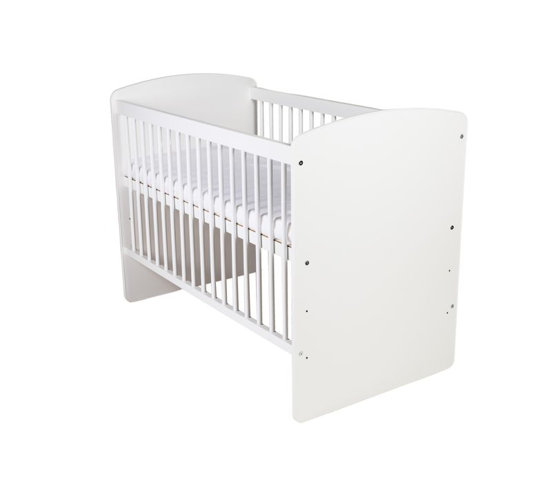 Lit Bébé K2 120x60  Avec Matelas,sommier à Lattes 3 Niveaux Réglables En Hauteur - Bois De Pin Laqué