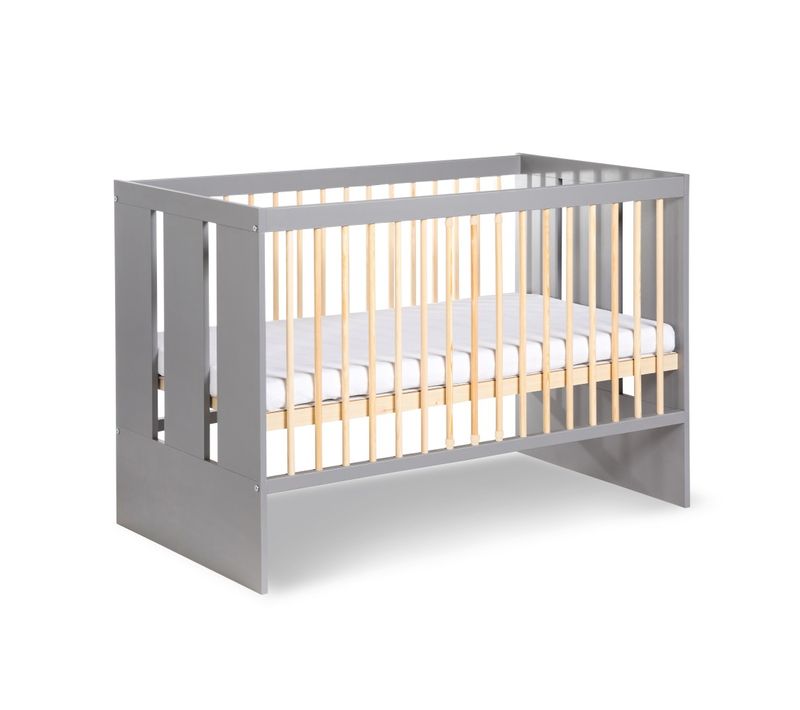 Lit Bébé Paul 120x60  Avec Matelas Et Sommier Bois De Pin Laqué
