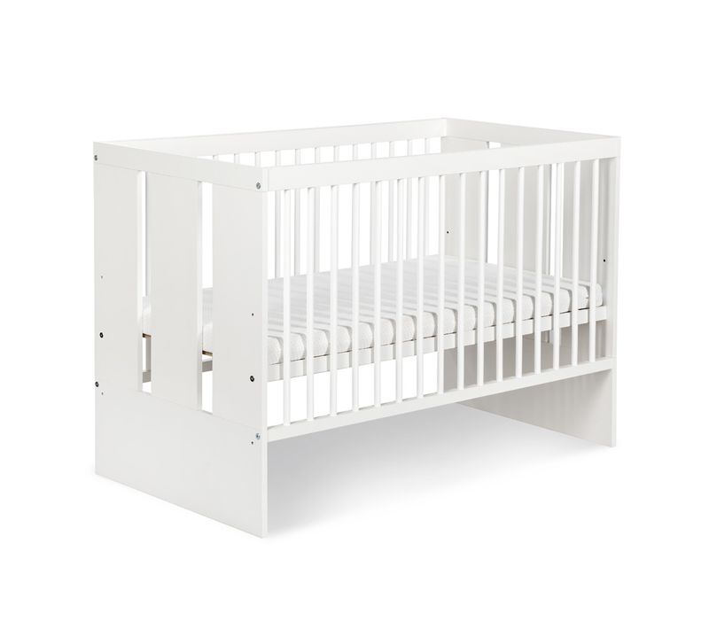 Lit Bébé Paulus 120x60  Avec Matelas et Sommier Bois De Pin Laqué