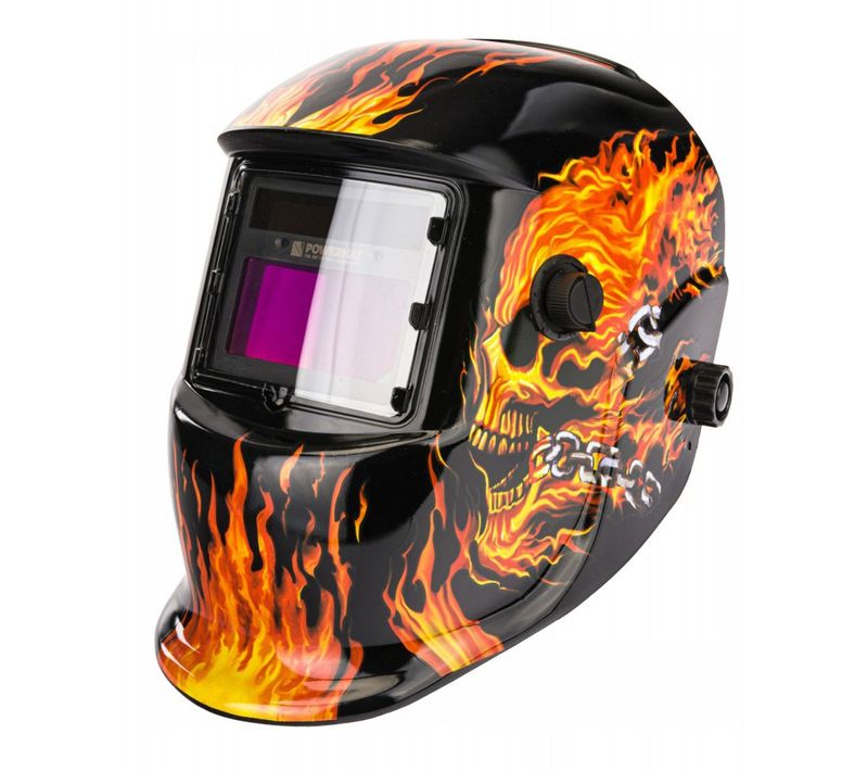 Masque Soudure Pro Auto-obscurcissant Din 9-13 Noir Flammes Oranges