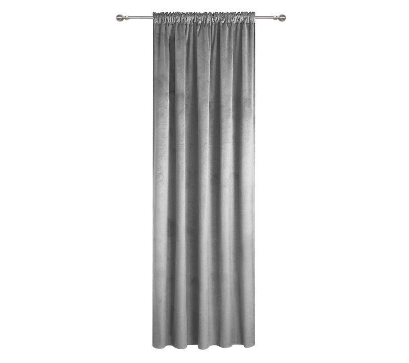 Rideau Occultant En Velours À Galon Fronceur Gris 140x250 Cm