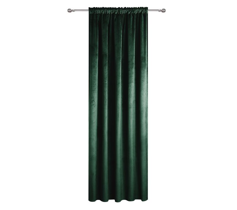 Rideau Occultant En Velours À Galon Fronceur Vert Bouteille 140x250 Cm