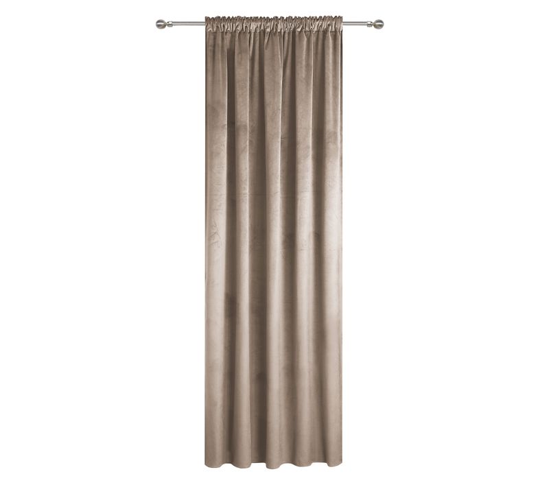 Rideau Occultant En Velours À Galon Fronceur Beige 140x250 Cm
