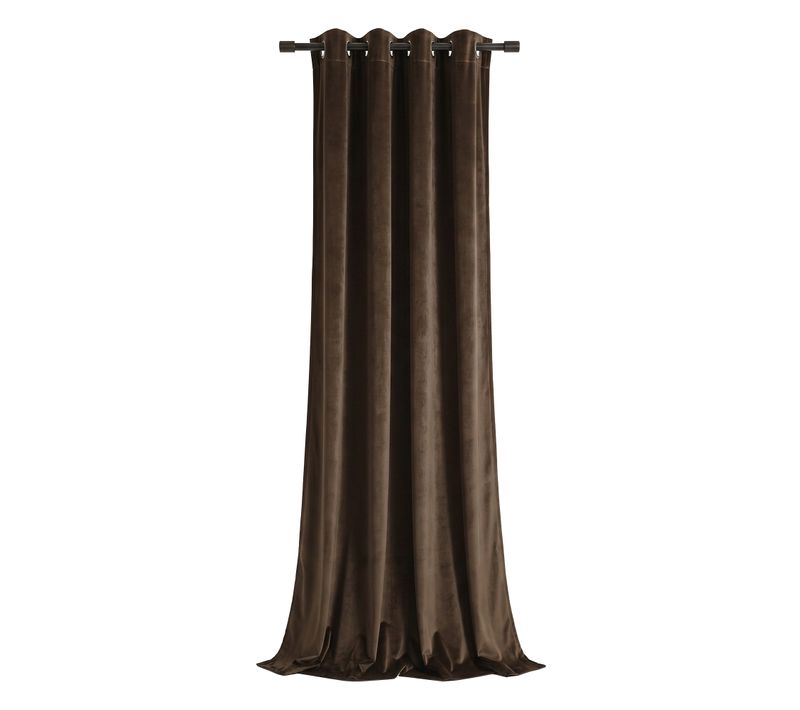Rideau Occultant En Velours À Oeillets Chocolat 140x250 Cm