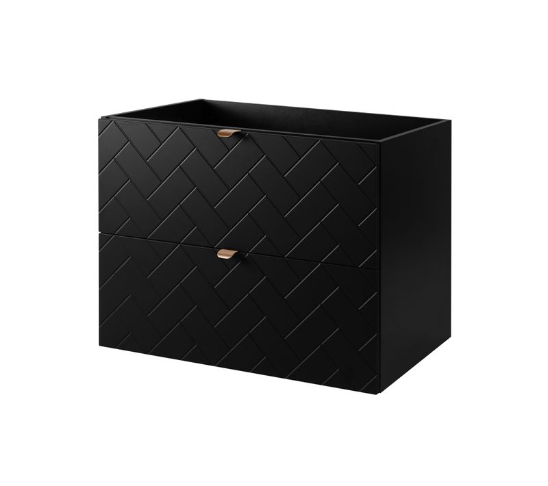 Meuble De Salle De Bain, Noir Mat, 80 X 57 X 46 Cm, Poignées Dorées