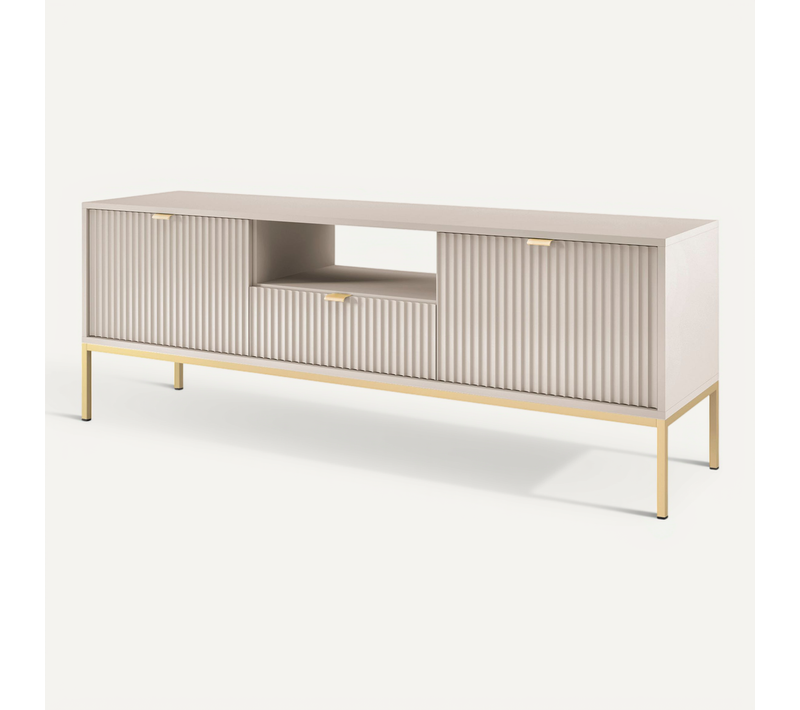Meuble TV : Cachemire, Or, 154 X 56 X 39 Cm, Poignées Dorées