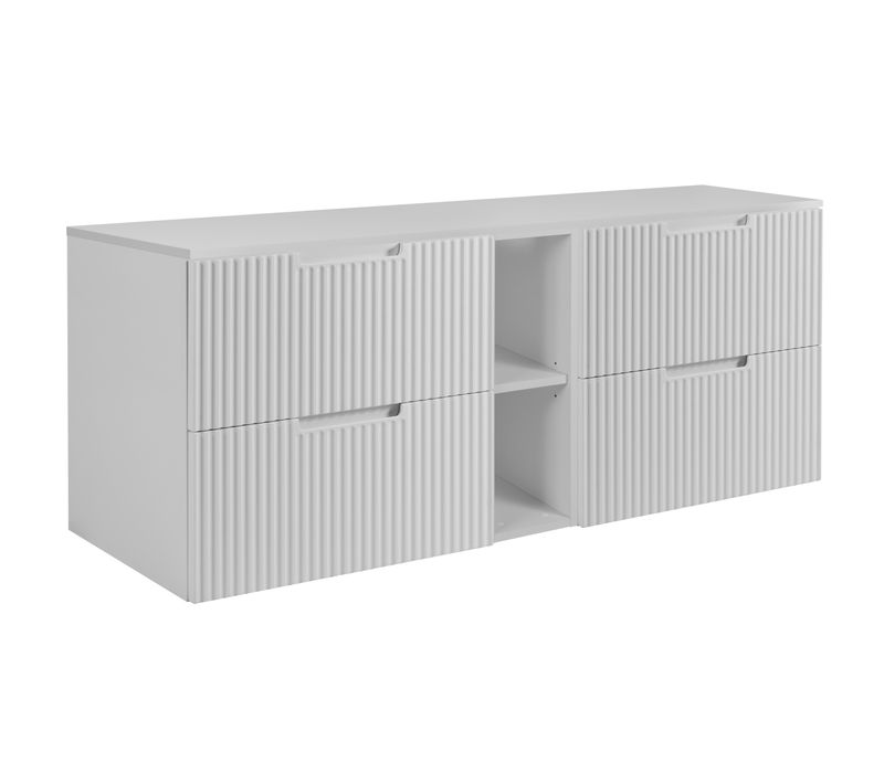 Meuble De Salle De Bain, Blanc, 140 (2 X 60 + 20) X 58,6 X 46 Cm