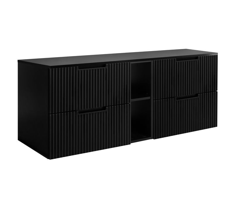 Meuble De Salle De Bain, Noir, 140 (2 X 60 + 20) X 58,6 X 46 Cm