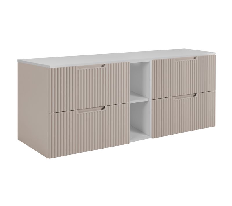 Meuble De Salle De Bains, Cachemire / Blanc, 140 (2 X 60 + 20) X 58,6 X 46 Cm
