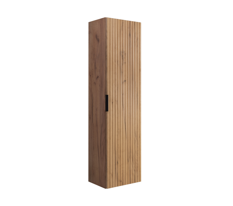 Colonne De Salle De Bain, Chêne Craft, Poignée Noire, 35 X 136 X 27 Cm