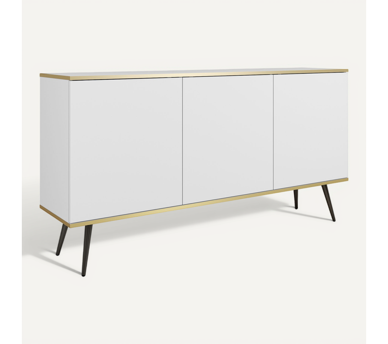 Buffet, Blanche, Pieds Noirs, 160 X 85 X 39 Cm
