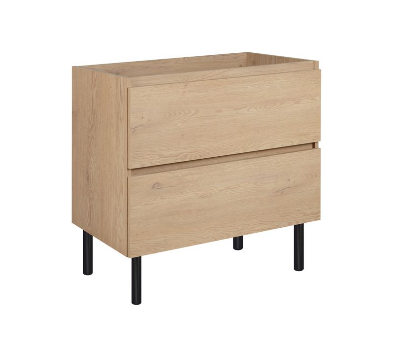 Meuble De Salle De Bain 80 Cm, Pieds, Couleur : Chêne Clair, 80 X 46 X 80,7 Cm, Sans Plan De Travail