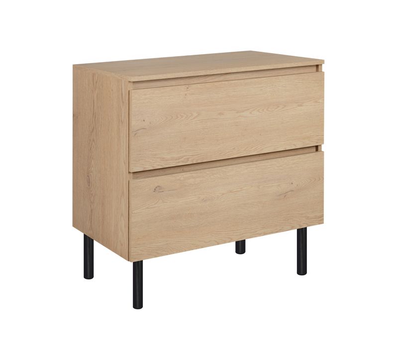 Meuble De Salle De Bain 80 Cm + Top, Pieds, Couleur : Chêne Clair, 80 X 77 X 46 Cm
