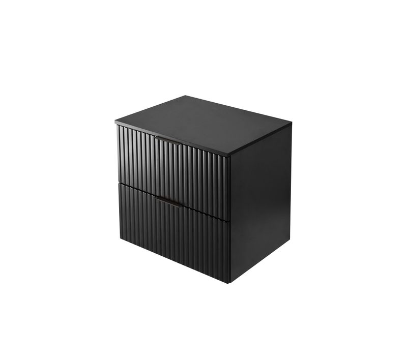 Meuble Sous Vasque, Noir, 60 X 57 X 46 Cm, Poignée Noire + Plan De Travail
