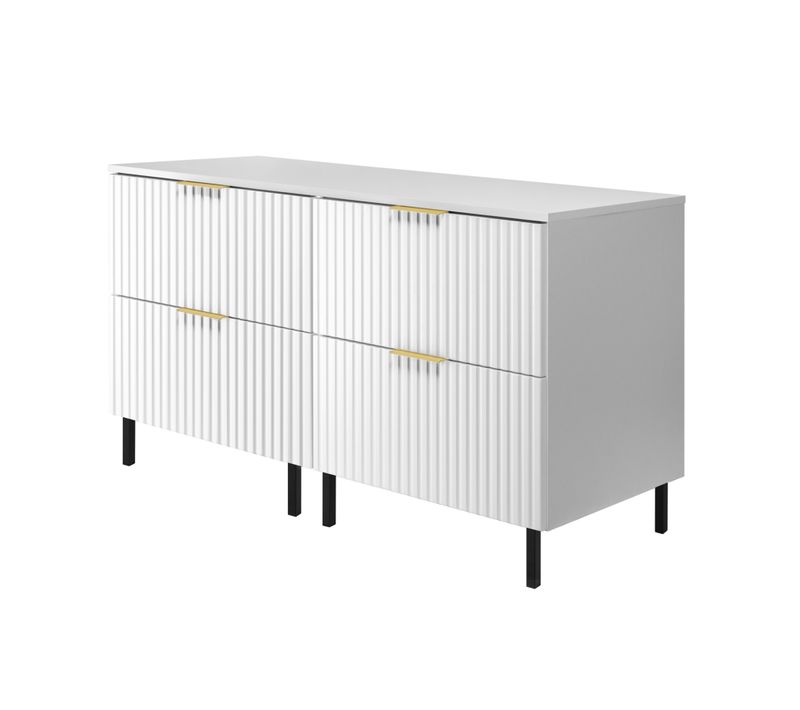 Meuble Sous Vasque, Blanc, 120 (2 X 60) X 77 X 46 Cm, Poignée Dorée, Pieds Noirs + Plan De Travail