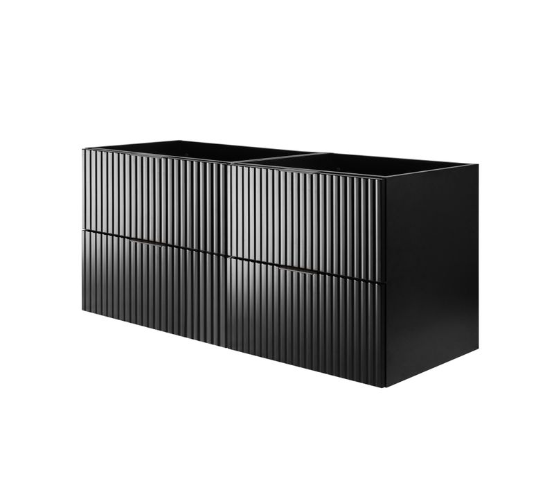 Meuble Sous Vasque, Noir, 120 (2 X 60) X 57 X 46 Cm, Poignée Noire, Sans Plateau