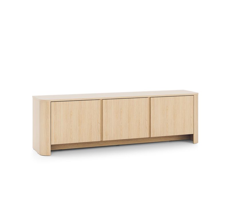 Meuble TV, Chêne Vicenza, 168 X 39 X 52 Cm, Meuble Moderne Aux Bords Arrondis