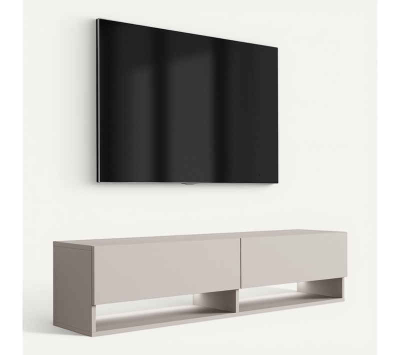 Meuble TV 140 Cm Cachemire, LED Blanc, 140 X 32 X 34 Cm