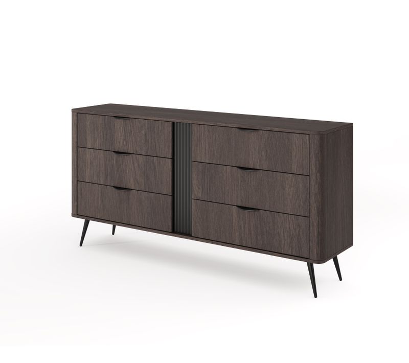 Commode, Chêne Dunin Combiné Avec Du Noir, 163,2 X 81,2 X 38 Cm