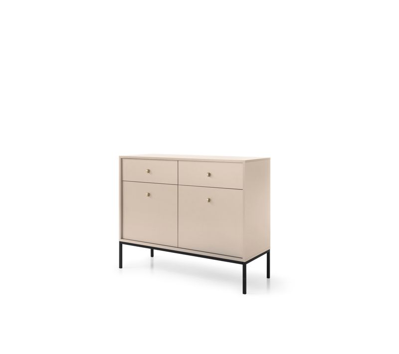 Buffet, Beige Sable, 103,5 X 83 X 39 Cm, Pieds Noires