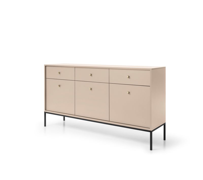 Buffet, Beige Sable, 153,4 X 83 X 39 Cm, Pieds Noires