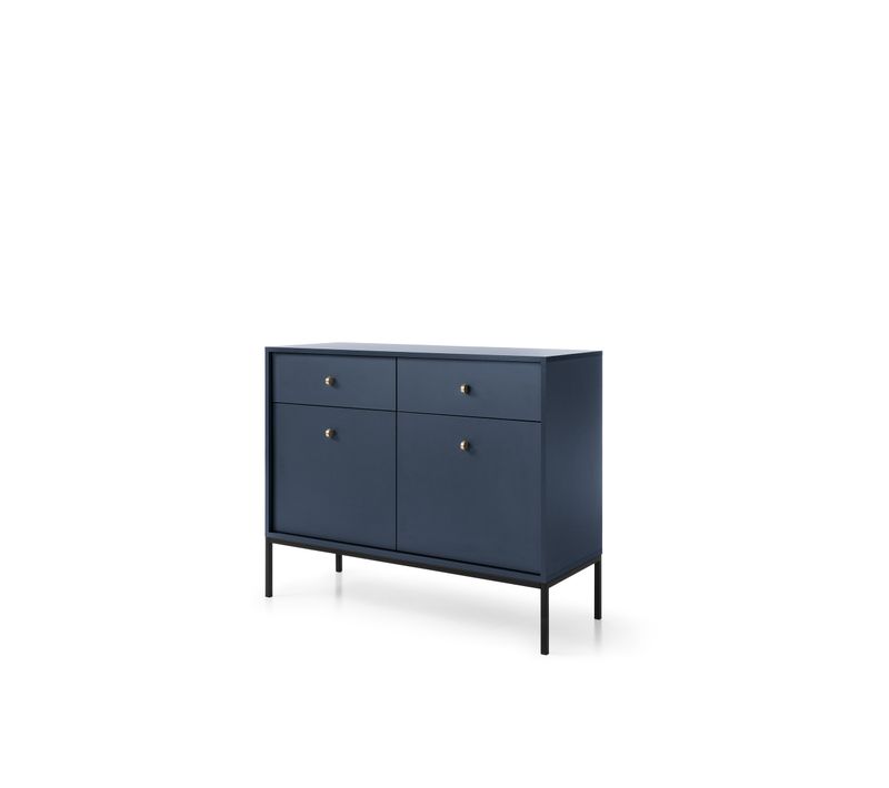 Buffet, Bleu Marine, 103,5 X 83 X 39 Cm, Pieds Noires