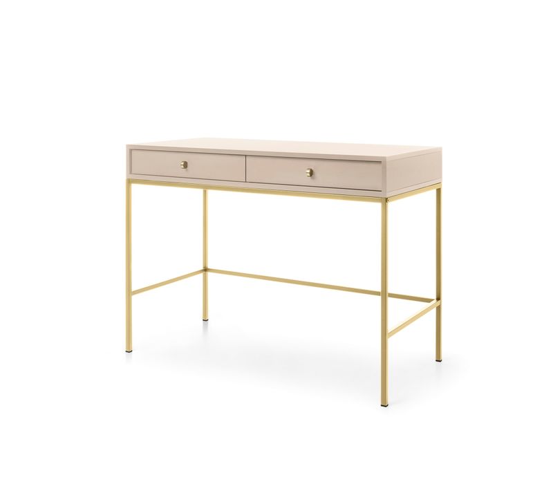 Coiffeuse, Beige Sable, 103,5 X 77,6 X 50 Cm, Pieds Dorées