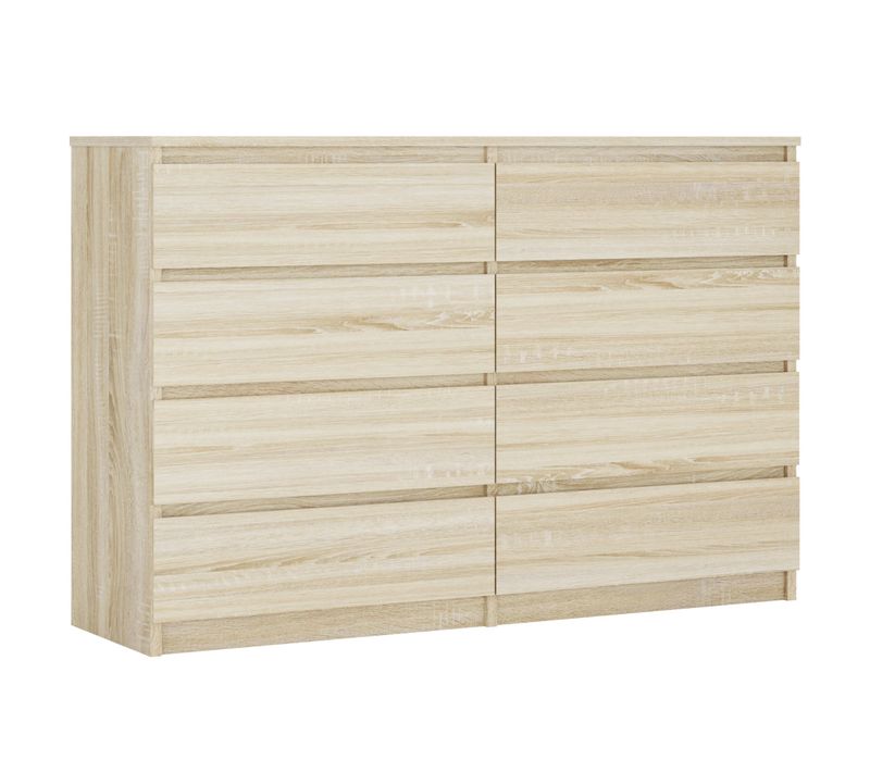 Commode 8 Tiroirs, Chêne Sonoma, 140 X 101 X 39 Cm