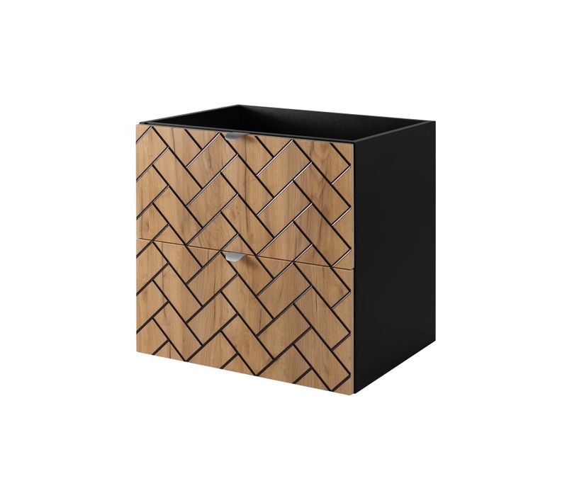 Meuble De Salle De Bain, Chêne Artisanal Doré, 60 X 57 X 46 Cm, Poignées Argentées