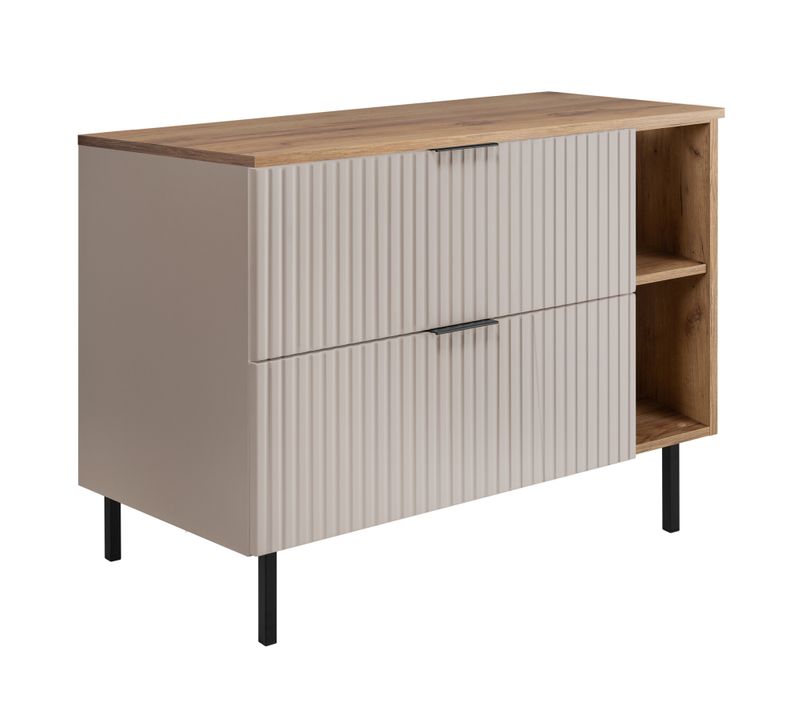 Meuble De Salle De Bain, Cachemire / Chêne Craft + Poignée Noire, 100 X 77 X 46 Cm