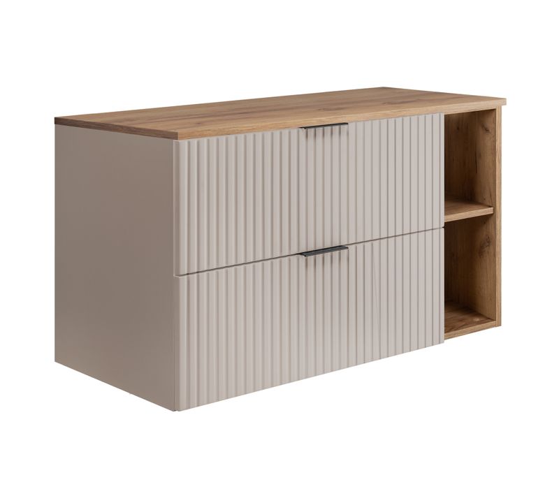 Meuble De Salle De Bain, Cachemire / Chêne Craft + Poignée Noire, 100 X 57 X 46 Cm