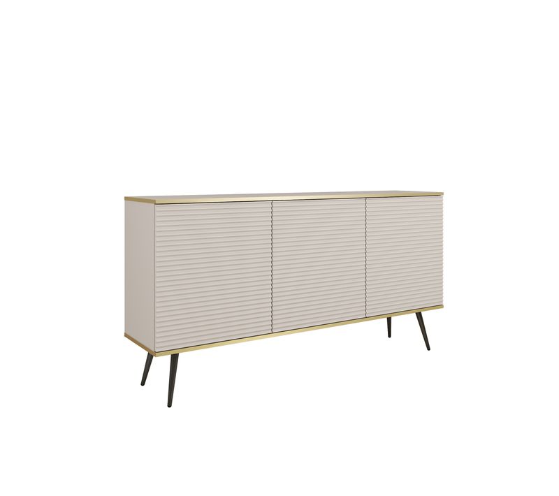 Buffet Beige Glamour Avec Pieds Noirs, 160 X 85 X 39