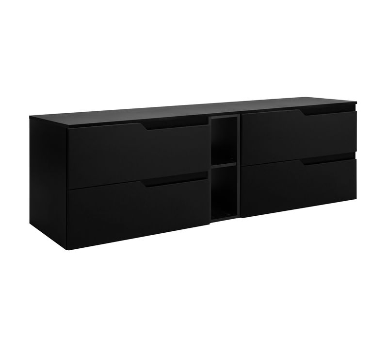 Meuble Sous-vasque, Noir, 180 (2 X 80 + 20) X 46 X 58 Cm