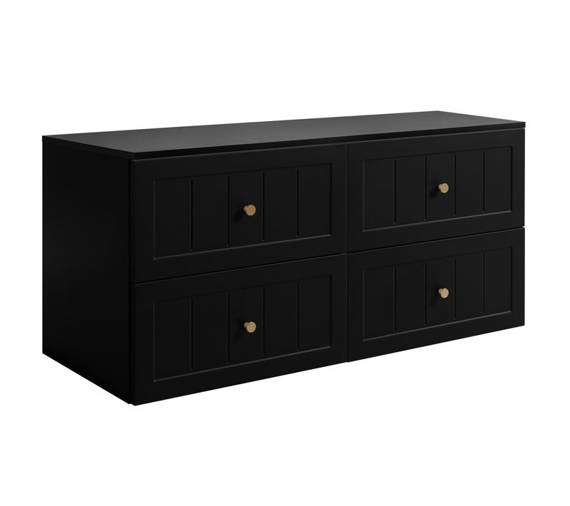Meuble Sous-vasque, Noir, 120 (2 X 60) X 46 X 58 Cm , 3 Couleurs De Poignées Incluses