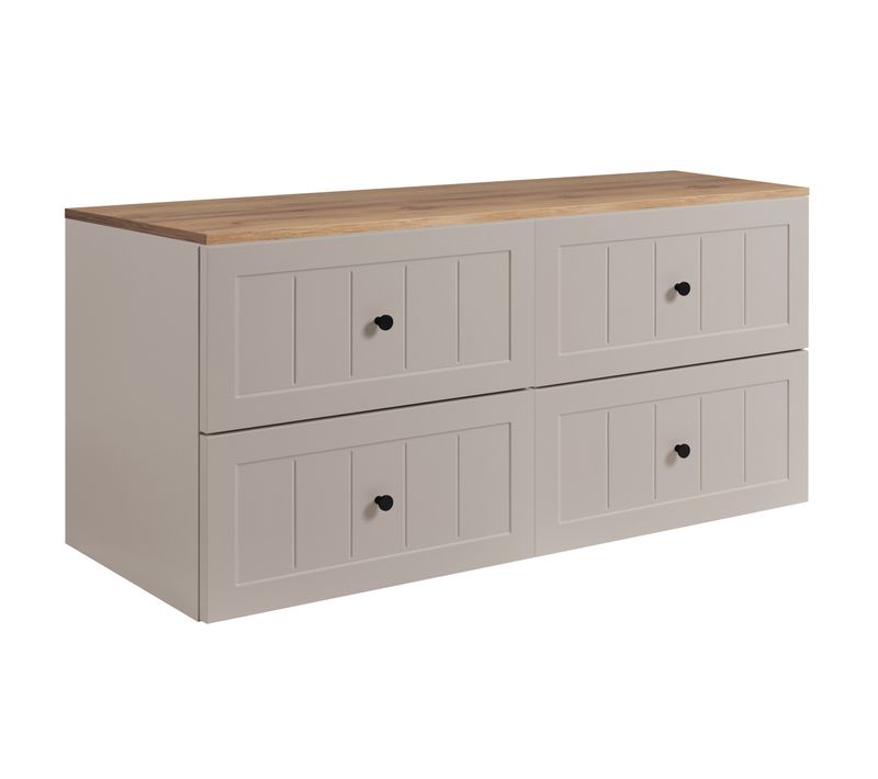 Meuble Sous-vasque, Cachemire / Chêne Craft, 120 (2 X 60) X 46 X 58 Cm