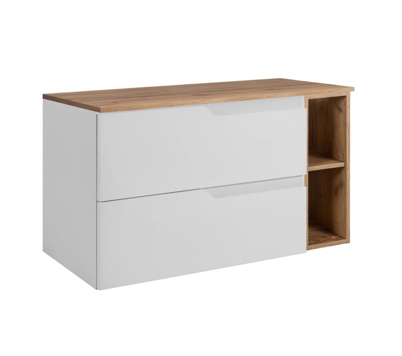 Meuble Sous-vasque, Blanc / Chêne Craft, 80 (60 + 20) X 46 X 58 Cm