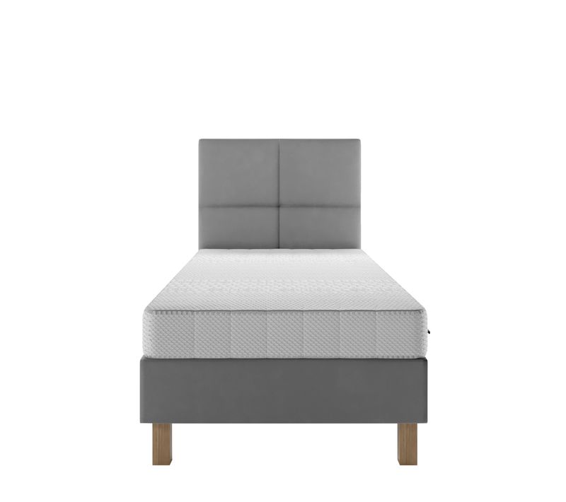 Lit 80x200 Cm Dubai Avec Matelas Ressorts Ensachés Et La Tête De Lit En Velours Gris