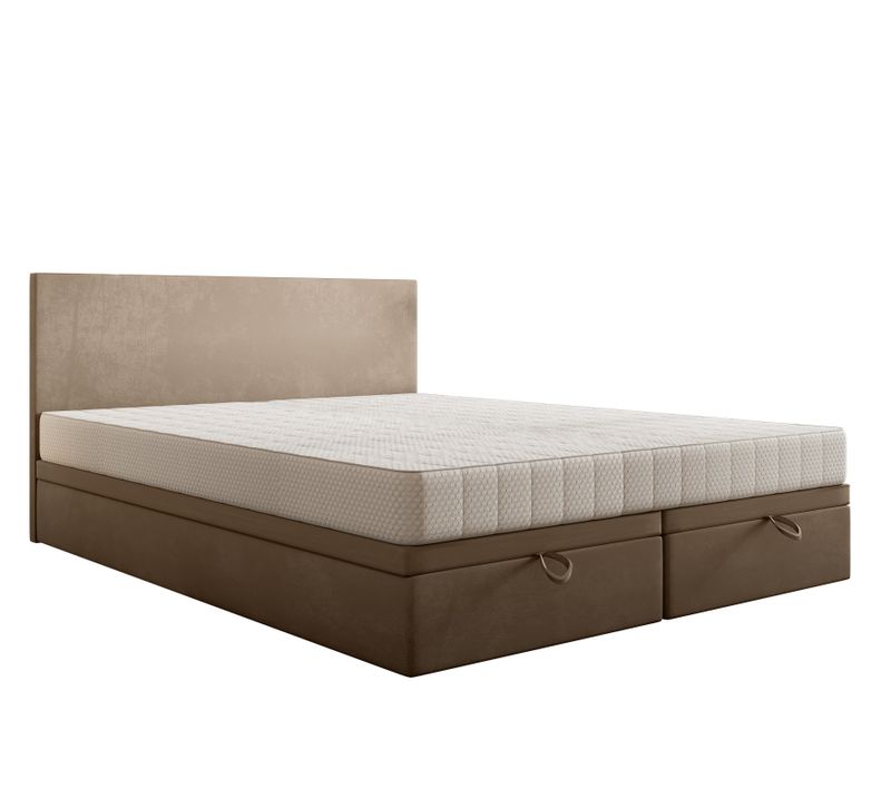 Ensemble 140x200 Cm Siesta Avec Rangement Et Matelas Ressorts Ensachés En Velours Beige