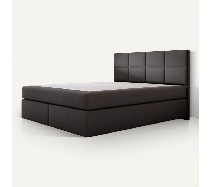 Lit Suspendu 200x200 Cm Mallorca Avec Matelas Ressorts Ensachés En Velours Noir